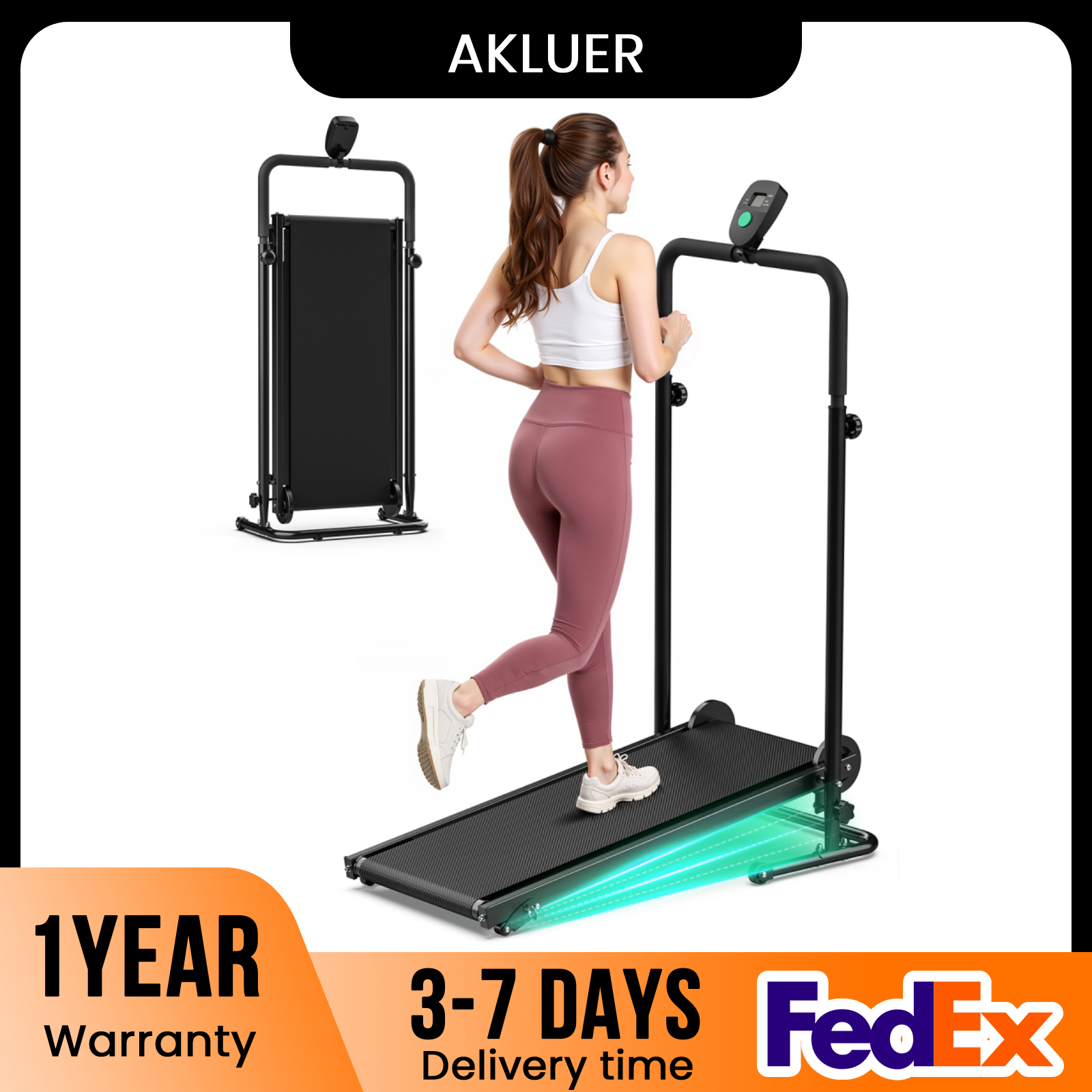 Treadmill Home Gym - Non-Electric Treadmill with Dual Flywheel &