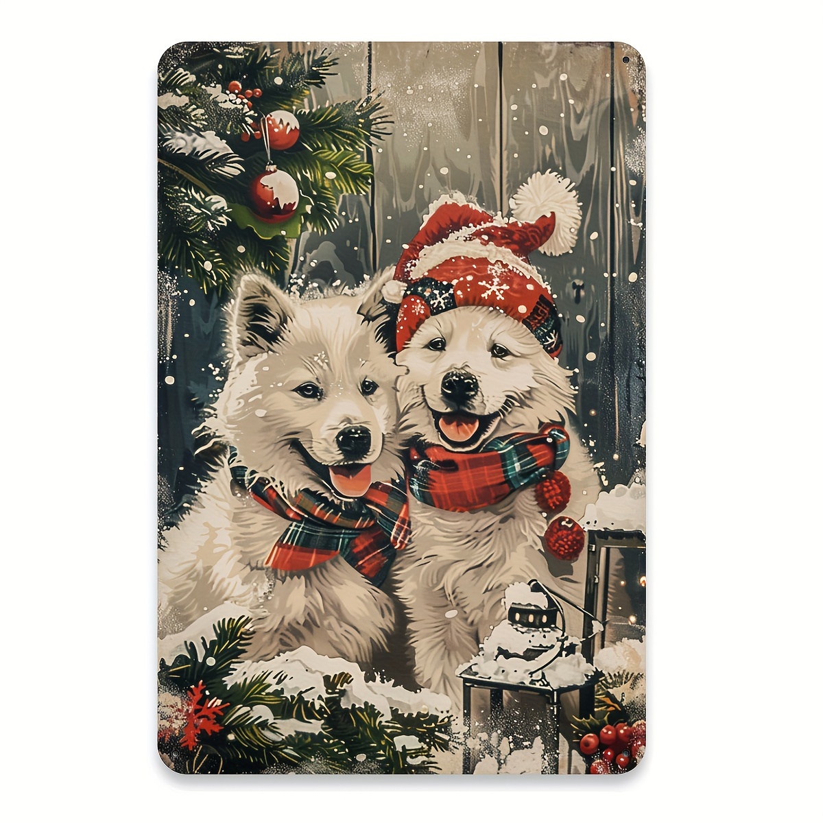 Home Gym Garden - Christmas Puppy Metal Sign - Festive