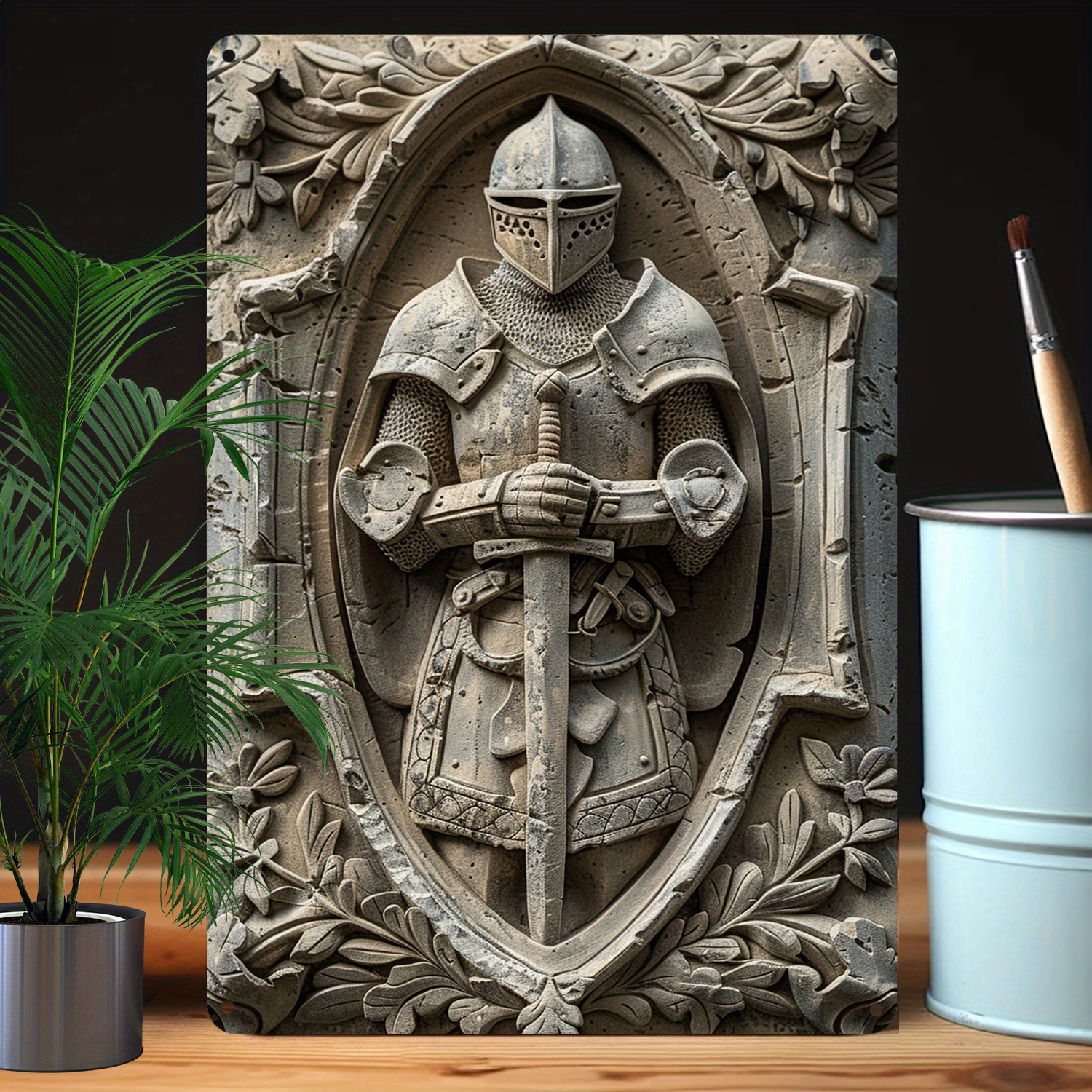 Home Gym Garden - Medieval Knight Wall Art, 2D Relief